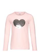 Lindex Top Ls Heart Flip Sequins Rosa