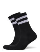 Organic Basics Core Stripe Crew Socks 2-Pack Svart