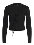 Monki Long Sleeve Tie Top Svart