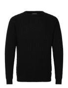 Lindbergh Lambswool Raglan Cable O-Neck Knit Svart