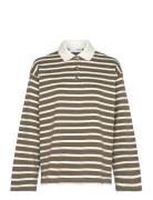 Selected Femme Slfwada Ls Stripe Collar Top Brun