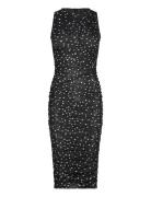 Bardot Felicia Spot Mesh Midi Dress Svart