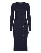 Lauren Ralph Lauren Belted Rib-Knit Dress Marinblå