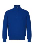 Polo Ralph Lauren Mesh-Knit Cotton Quarter-Zip Sweater Blå