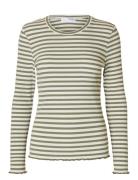 Selected Femme Slfanna Ls Crew Neck Tee Str Noos Grön