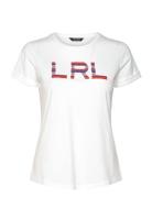 Lauren Ralph Lauren Beaded-Logo Cotton Jersey Tee Vit