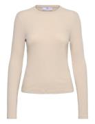 Mango Ribbed Knit T-Shirt Beige