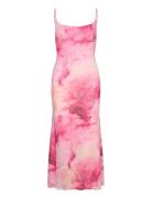 Bardot Adoni Print Mesh Midi Dress Rosa