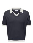 ONLY & SONS Onsadrian Reg 12 Ss Contrast Polo Knit Marinblå