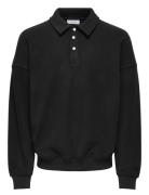 ONLY & SONS Onsdominic Rlx Ls Rugby Sweat Vd Svart