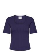 Casall Scoop Rib Tee Lila