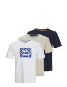 Jack & J S Jjcolton Tee Ss Crew Neck 3Pk Mp Vit