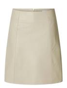 Selected Femme Slfnew Ibi Mw Leather Skirt B Noos Kräm