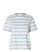 Selected Femme Slfessential Ss Striped Boxy Tee Blå