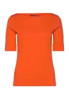 Lauren Ralph Lauren Stretch Cotton Boatneck Tee Orange