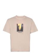 Jack & J S Jorvesterbro Picture Tee Ss Crew Neck Sn Beige