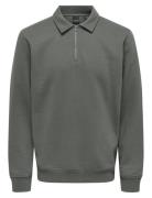 ONLY & SONS Onsceres 1/4 Zip Sweat Polo Grå