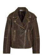 NOISY MAY Nmaston Leather Biker Jacket Brun