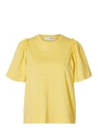 Selected Femme Slfpenelope 2/4 Ruffle Tee Noos Gul