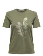 ONLY Onlkita Life Reg S/S Feathers Top Jrs Khaki Green