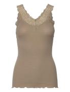 Rosemunde Organic Top W/ Lace Khaki Green