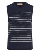 MOS MOSH Mmaubin Sl Stripe Knit Top Marinblå