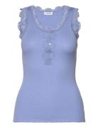 Rosemunde Rwbeatha Sl U- Neck Lace Button Top Blå