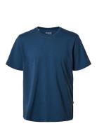 Selected Homme Slhaspen Slub Ss O-Neck Tee Noos Blå