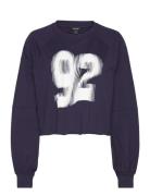 Monki Cropped Long-Sleeved T-Shirt Marinblå