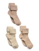 Mp Denmark Cotton Rib Baby Socks - 3-Pack Beige