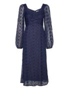 Bubbleroom Ruched L/S Midi Dress Marinblå