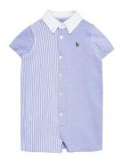 Ralph Lauren Baby Knit Cotton Oxford Fun Shortall Blå