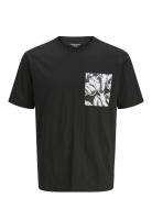 Jack & J S Jorsplit Aop Pocket Tee Ss Crew Ne Jnr Svart