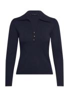 French Connection Larry V Neck Polo Top Marinblå