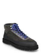 Garment Project Olaf Lace-Up Boot - Charcoal Suede Blå