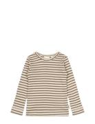 Petit Piao T-Shirt L/S Modal Striped Brun
