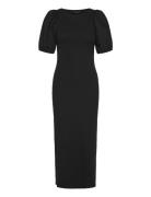 French Connection Sasia Rib Puff Slv Midi Dress Svart