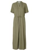 Selected Femme Slfviva-Damina Ss Ankle Sun Dress Noos Grön