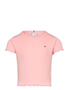 Tommy Hilfiger Essential Rib Top Ss Rosa