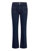 Mango Flared Cropped Jeans With Pockets Blå