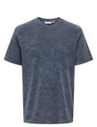 ONLY & SONS Onshellas Reg Frotte Ss Tee Marinblå