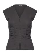 Weekday Crinkle Fitted Top Grå