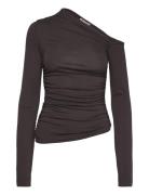 Weekday Drape Asymmetric Lyocell Top Brun