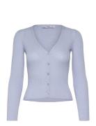 Mango V-Neck Rib-Knit Cardigan Blå