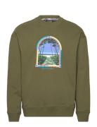 Scotch & Soda Relaxed-Fit Front Artwork Sweatshirt Khaki Green