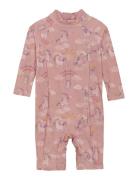 Color Kids Baby Suit L/S, Aop Rosa