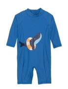 Color Kids Baby Suit L/S W. Application Blå