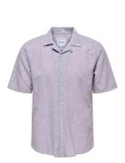 ONLY & SONS Onscaiden Ss Solid Resort Linen Shirt Lila