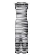 French Connection Sasia Rib Stripe Slvss Dress Svart