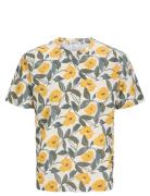 Jack & J S Joralmeria Aop Tee Ss Crew Neck Jnr Gul